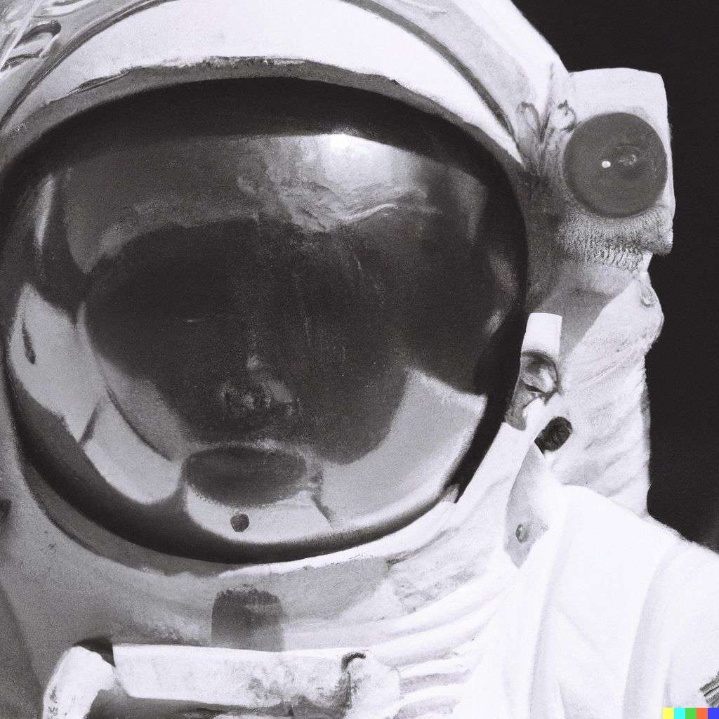 an astronaut, photograph taken on Ilford Delta 400 film